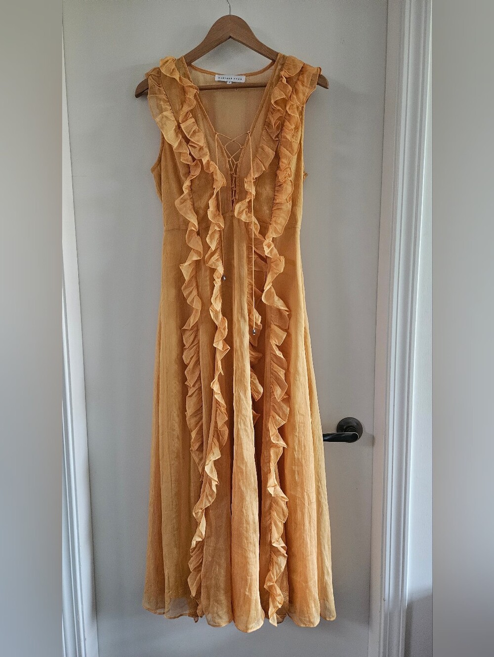 Endless Rose Mustard Ruffle Maxi Dress